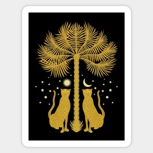 Cheetah Twins and Palm Tree in Golden Yellow Sticker